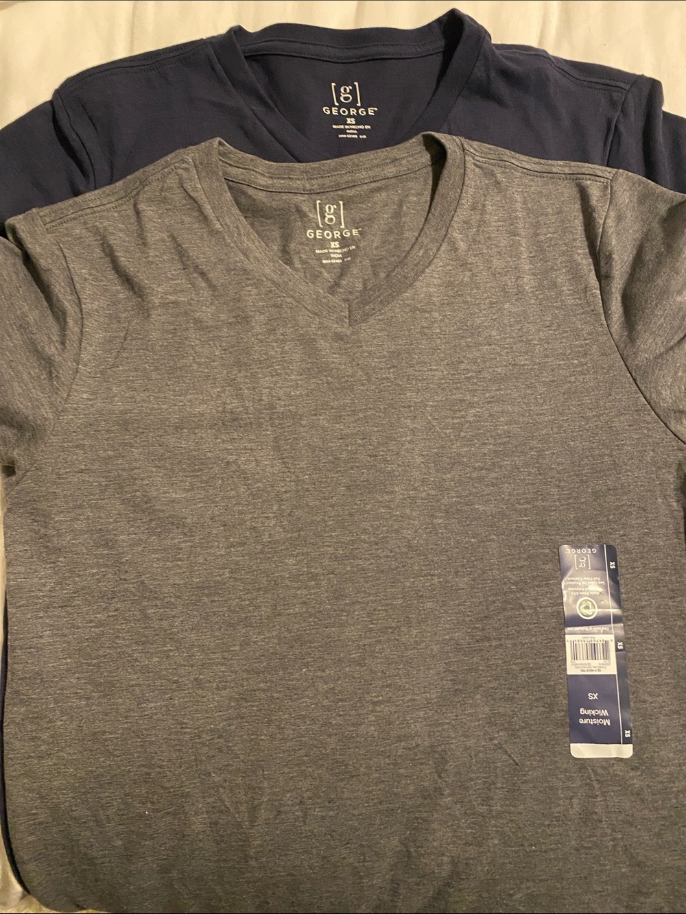 George Men's V-Neck T-Shirt Duo - Gray and Navy